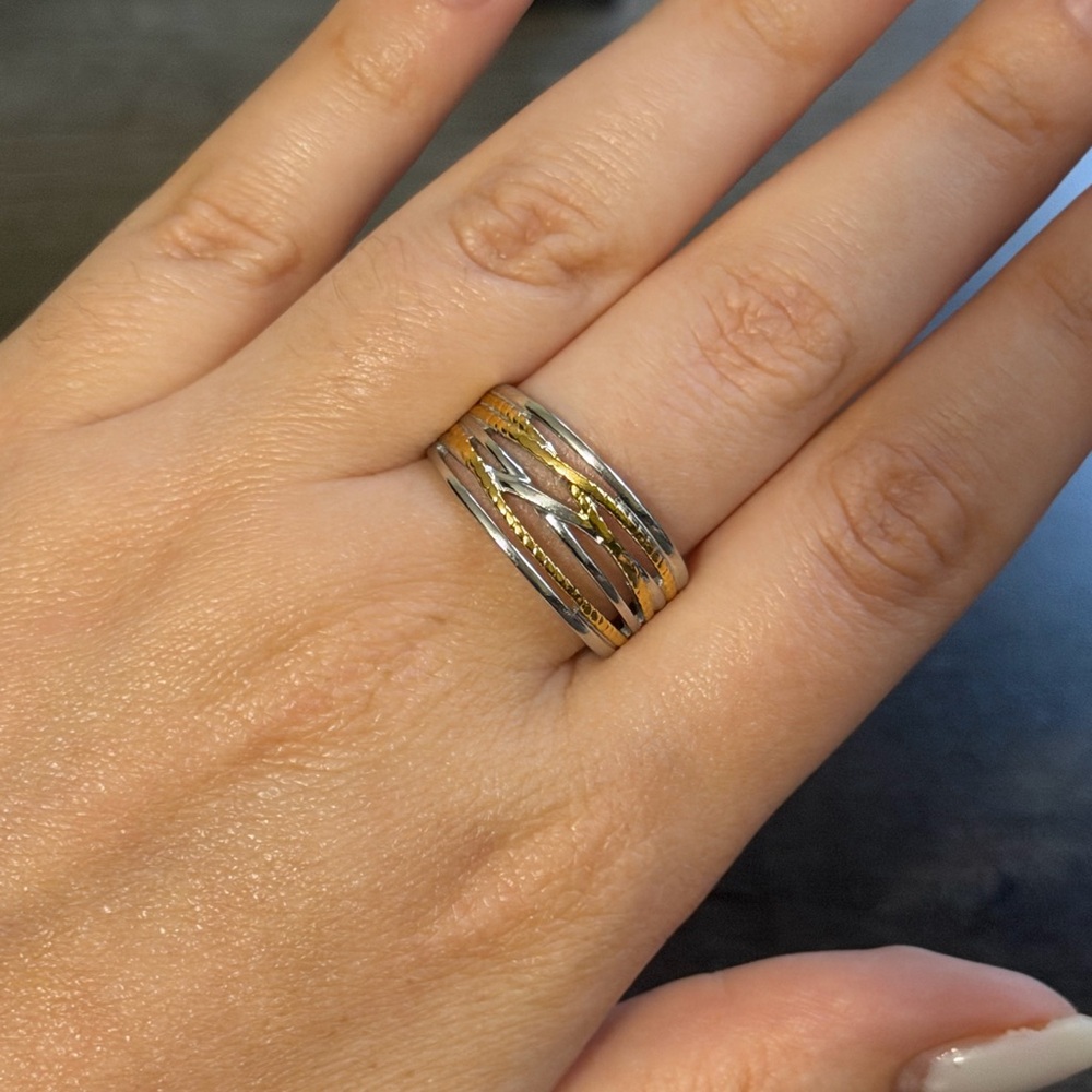 Stainless Steel 2 toned Adjustable Ring
